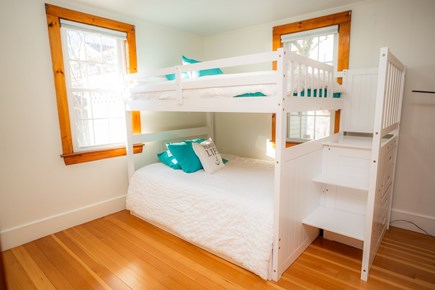 Dennisport Cape Cod vacation rental - 1st floor bedroom with full size bunk beds and twin trundle under
