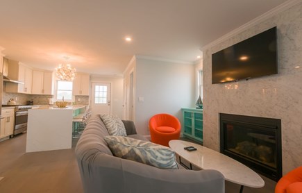 East Sandwich Cape Cod vacation rental - Living area with views of the kitchen.