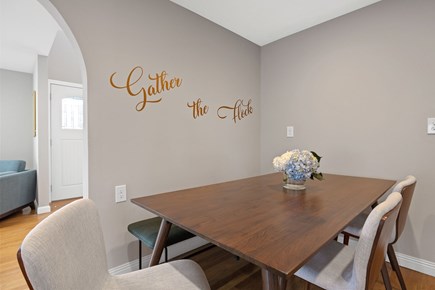 Hull MA vacation rental - Our modern dining table seats 6. Leaf, chairs garage to extend 10