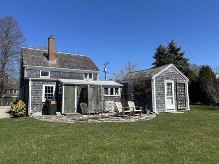 Dennis, BKLIN - Unique Antique  Cape Cod vacation rental - Back yard patio with outdoor shower