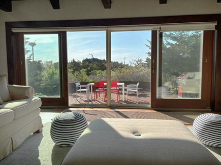 Chatham, Water's Edge Cape Cod vacation rental - View out to Patio, from Living Room