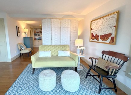 Chatham, Water's Edge Cape Cod vacation rental - First Floor Queen Bedroom, seating area