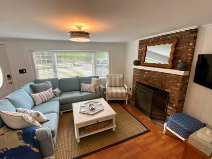 Popponesset Cape Cod vacation rental - Living room with fireplace