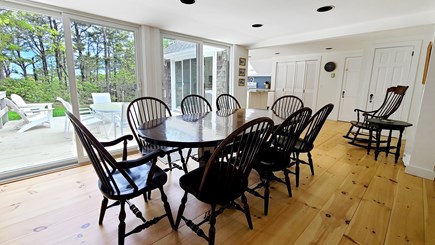 Truro Cape Cod vacation rental - Dining area with slider to back deck