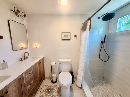 Dennisport Cape Cod vacation rental - Brand new full bath with double sinks, and standup rain shower.