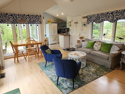 Hyannis Port Cape Cod vacation rental - Main Living Room and kitchen from Dual twin Bedroom.