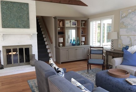 Falmouth Cape Cod vacation rental - Main living area with fireplace
