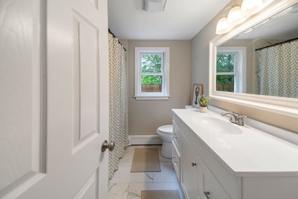 Yarmouth Cape Cod vacation rental - Bright, modern first floor bathroom with fresh coastal touches