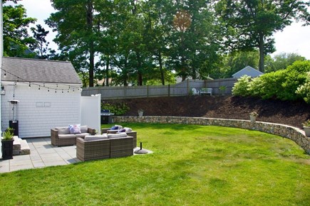 Bourne, Sagamore Beach Cape Cod vacation rental - Fenced in Backyard with Bluestone Patio, Outdoor Shower & Grill