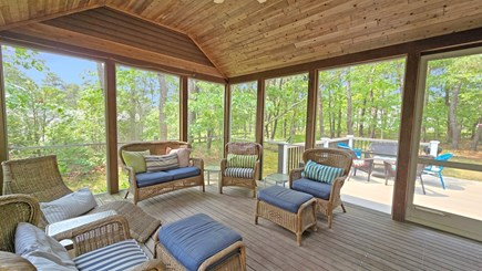 Wellfleet Cape Cod vacation rental - Screen porch with furniture and ceiling fan
