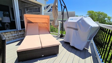 Wellfleet Cape Cod vacation rental - Double chaise lounge, grill and umbrella on deck
