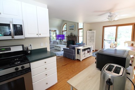 Truro Cape Cod vacation rental - looking into dining and family room from kitchen