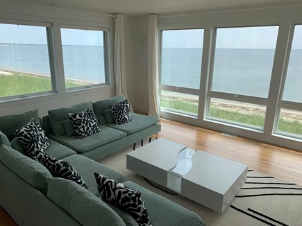 Truro Cape Cod vacation rental - The spacious living room is a gathering place to view the water.