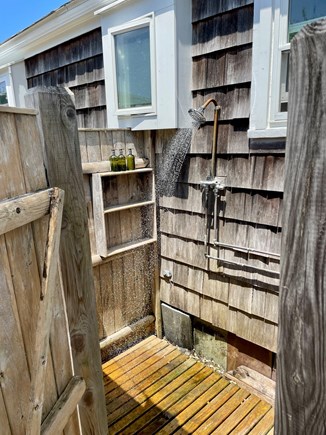 Dennisport Cape Cod vacation rental - Rinse off after a day at the beach in the private outdoor shower