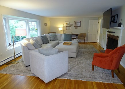Yarmouthport Cape Cod vacation rental - Spacious living room with bay window, TV