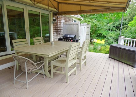 Yarmouthport Cape Cod vacation rental - Deck showing outdoor shower and dining area