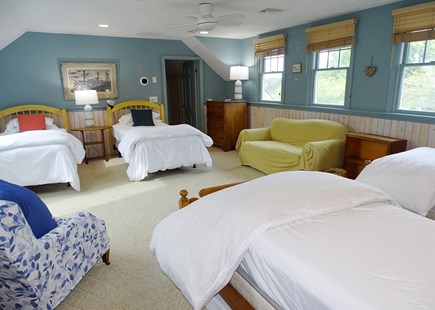 Yarmouthport Cape Cod vacation rental - Upstairs bedroom with four twin beds, games