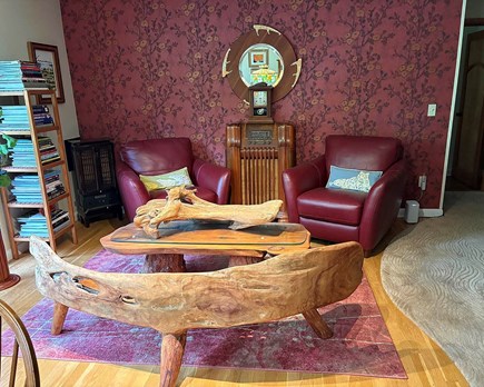 Brewster, Sheeps Pond, Noah's Bluff Cape Cod vacation rental - Library with gas stove