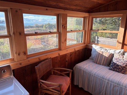 Woods Hole Village Cape Cod vacation rental - Sun porch with couch/twin bed ocean view