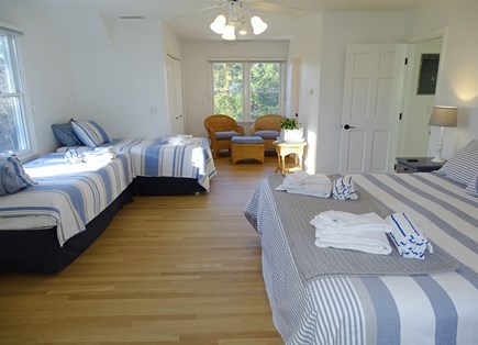 Eastham--Bayside Cape Cod vacation rental - Upstairs bedroom with King, 2 twins, bathroom 