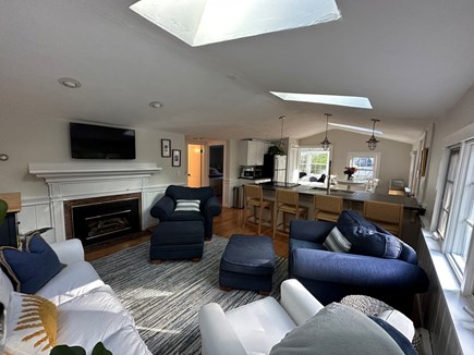 Dennis Cape Cod vacation rental - Gas fireplace, ample comfy seating and counter stools for meals