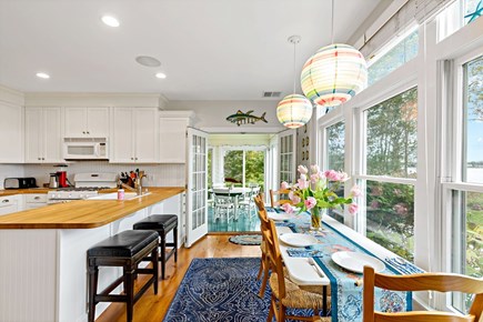 Orleans, Rocky Point Retreat Cape Cod vacation rental - Dining area for four with stunning waterfront views