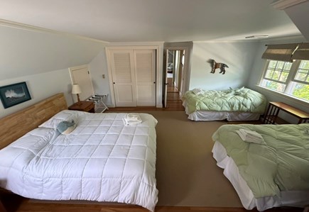 Barnstable Cape Cod vacation rental - Guest Bedroom upstairs, Queen and 2 twin beds w bathroom attached