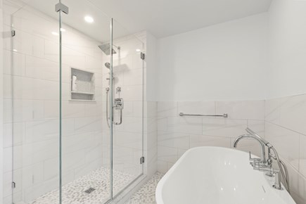 West Falmouth Cape Cod vacation rental - Enjoy a soak in the tub or shower on the second floor.