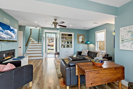 Wellfleet, Chipman`s Cove Lookout Cape Cod vacation rental - First-floor family room open to hall and bedrooms