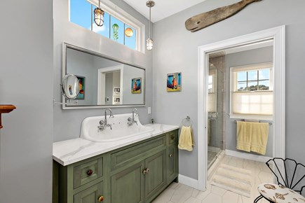 Wellfleet, Chipman`s Cove Lookout Cape Cod vacation rental - Ensuite bathroom off the king bedroom with walk in shower