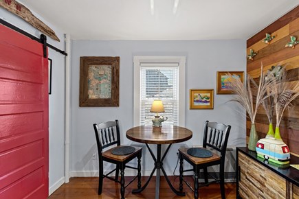 Provincetown Cape Cod vacation rental - Intimate dining nook with a tall table and two chairs