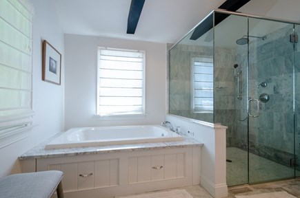 New Seabury, Popponesset Island Cape Cod vacation rental - 4 pce master bath with no threshold shower for wheel chair access