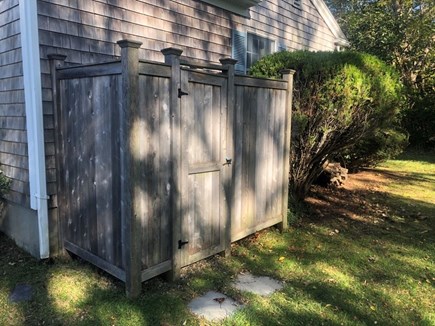 Centerville, Firefly Landing Cape Cod vacation rental - Enclosed outdoor shower for post-beach rinses.