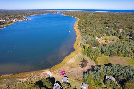 Orleans Cape Cod vacation rental - Aerial view showing the homes location on Town Cove