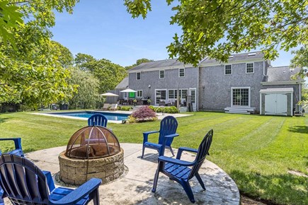 Chatham Cape Cod vacation rental - Wood firepit overlooking the pool