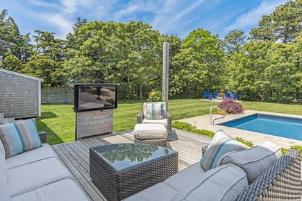 Chatham Cape Cod vacation rental - Large wrap around couch overlooking the spacious yard