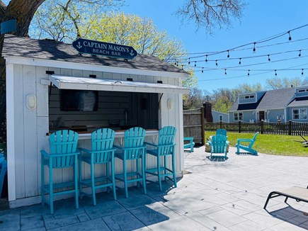 Dennis Port Cape Cod vacation rental - Captain Mason's Beach Bar - Fire pit, large TV, fenced in yard