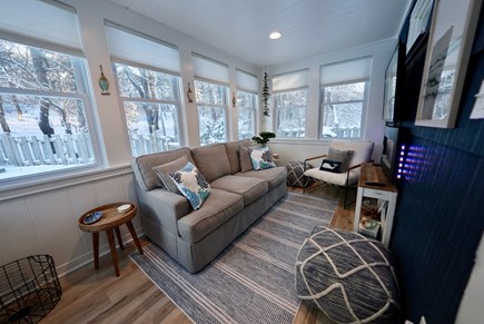 Truro Cape Cod vacation rental - Living room with ample seating and large bright windows
