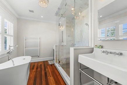Bourne, Buzzards Bay Cape Cod vacation rental - Bathroom 1- soaking tub and shower- ensuite bedroom 1