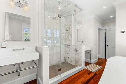 Bourne, Buzzards Bay Cape Cod vacation rental - Bathroom 1- soaking tub and shower- ensuite bedroom 1