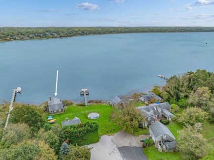 Eastham Cape Cod vacation rental - Aerial view of property - waterfront left side