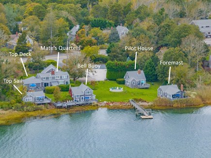 Eastham Cape Cod vacation rental - Aerial view of property - left of the dock from waterfront view