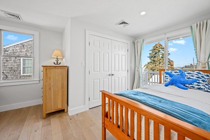 Sandwich Cape Cod vacation rental - Bedroom 3 – Four Twin beds (including one trundle) with Juliet balcony – Upper level