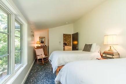 Chatham, Marshlight Retreat Cape Cod vacation rental - Second twin bedroom view with coastal art window light