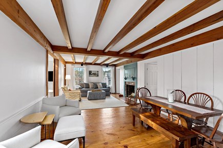 Orleans, Love & Luck Cape Cod vacation rental - Open main level with exposed beams