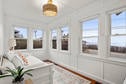 Plymouth MA vacation rental - Sitting area with storage with view of the ocean.