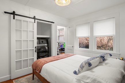 Plymouth MA vacation rental - Bedroom with queen bed, walk-in closet and washer/dryer.