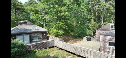 Orleans, Swaying Pines Cape Cod vacation rental - Deck link between main house and guest house