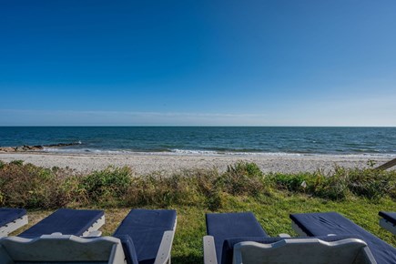 South Yarmouth Cape Cod vacation rental - View from the chaises overlooking the beach and ocean beyond.