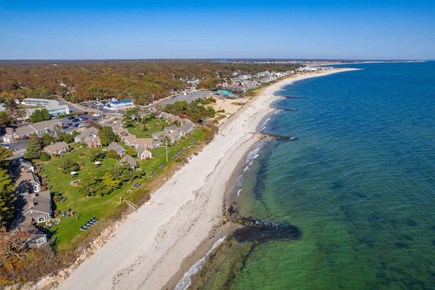 South Yarmouth Cape Cod vacation rental - Aerial view of entire property from beach perspective.